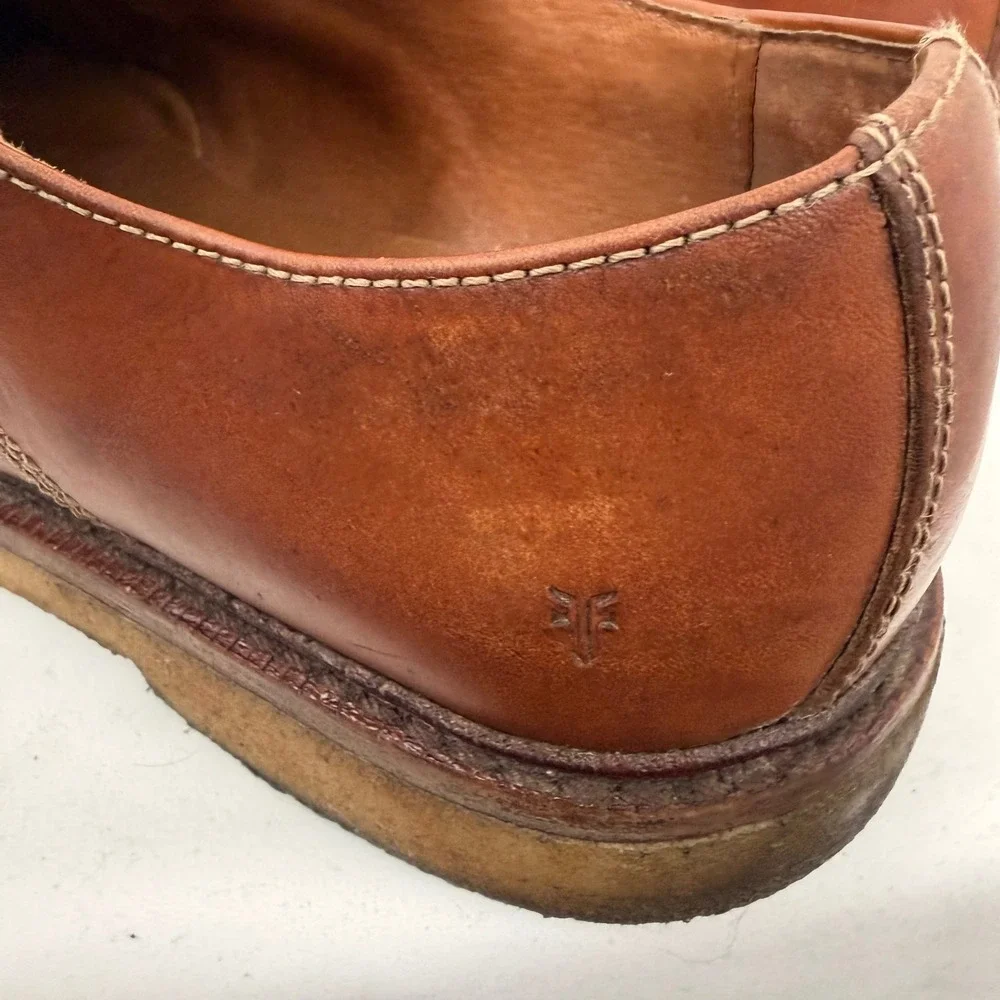 Frye James Crepe Oxford Cognac Brown Leather Derby Shoes Mens 11 3488060-CAR